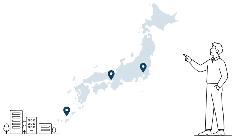 大阪・東京・沖縄の3拠点